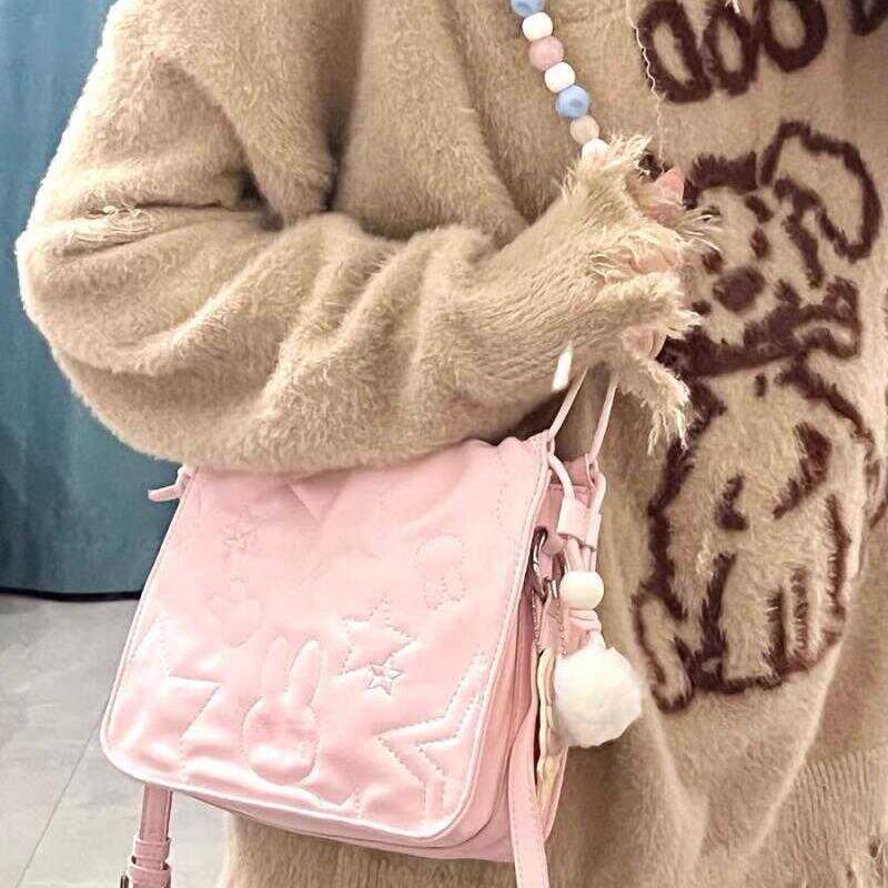 Niche Design Cute Rabbit Beaded Chain Small Bag One-shoulder Crossbody Bag Girl Underarm Bag