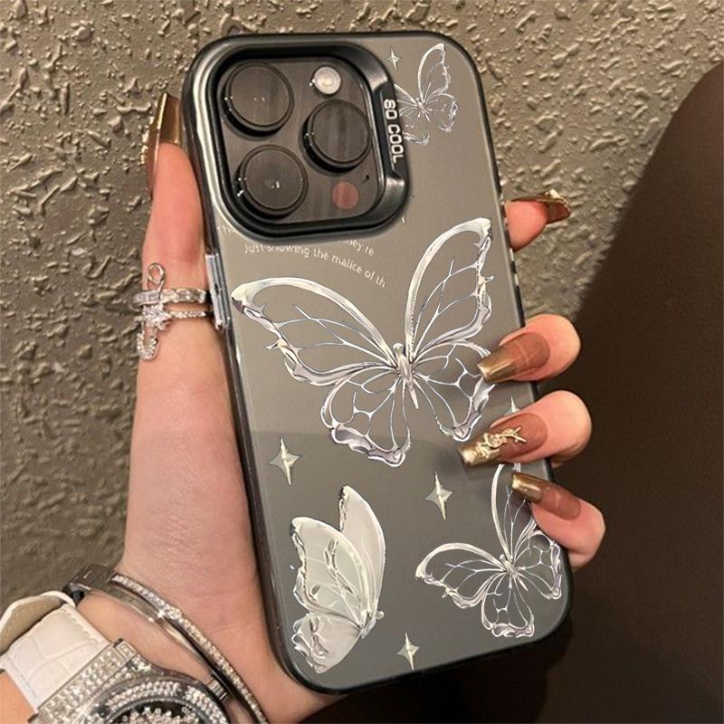 Luxury Laser Silver Gold Butterfly Phone Case For Samsung Galaxy S24 Ultra S23 S22 Plus S21 FE A25 A35 A55 A34 A54 A33 A53 Cover