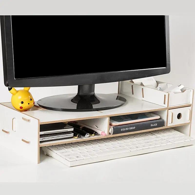 Desk-Holder Shelf Laptop-Stand Wood Desktop Monitor Stand Computer Screen Riser Shelf Plinth Strong Laptop Stander Desk Holder