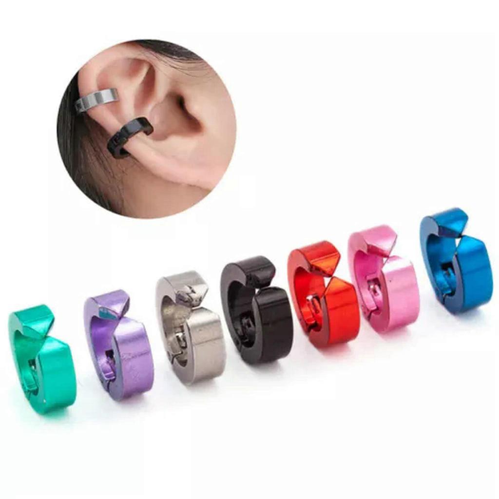RSAMD Man Titanium Steel Ear Clip Without Pierced EarsBuckle Women Earring Y~NA-Blue