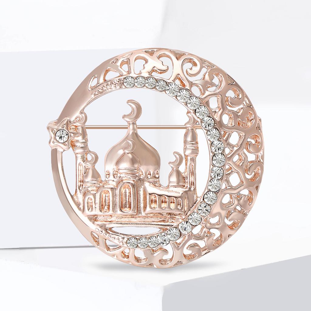 Rhinestone Taj Mahal Brooch for Women Enamel Architecture Historical Sites Pins Event Party Decoration Clothes Accessories