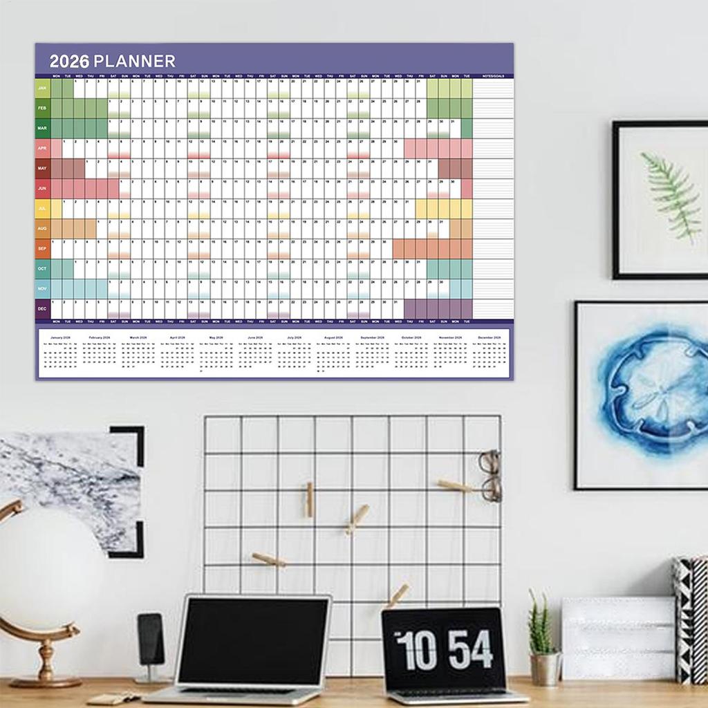 Jahreswandkalender Monatswandkalender 2026 Wiederverwendbarer Planer Terminplaner für Arbeit Familie Kinder Studentenwohnheim Schreibtisch Klassenzimmer