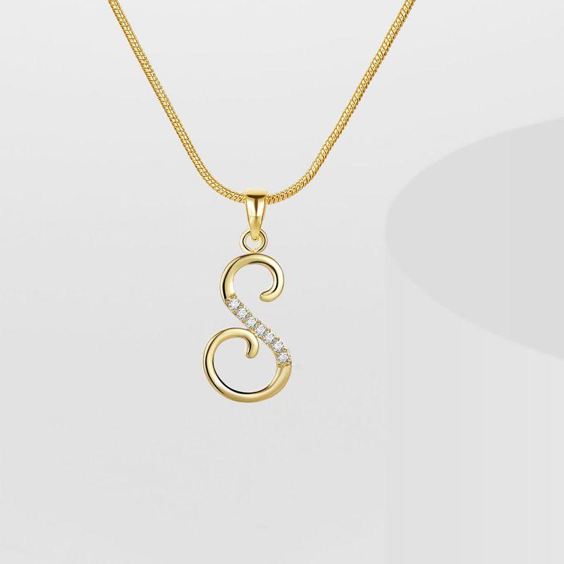 Europe and America Cross Border 26 Letters Copper Inlaid Zircon Snake Chain Necklace Letter Gold Pendant Creative Minimalist Letters
