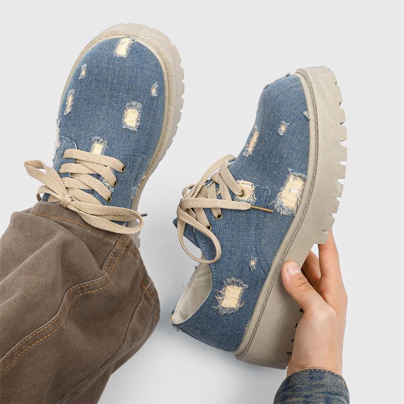 Z original niche destruction Fengdebi shoes new personalized casual shoes platform big head leather shoes