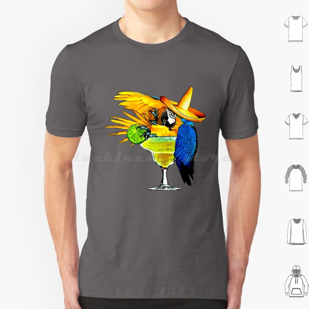 Parrot Drinking Tequila T Shirt Big Size 100 Cotton Jimmy Buffett Beach Parrothead Margaritaville Buffett Parrot Surfing