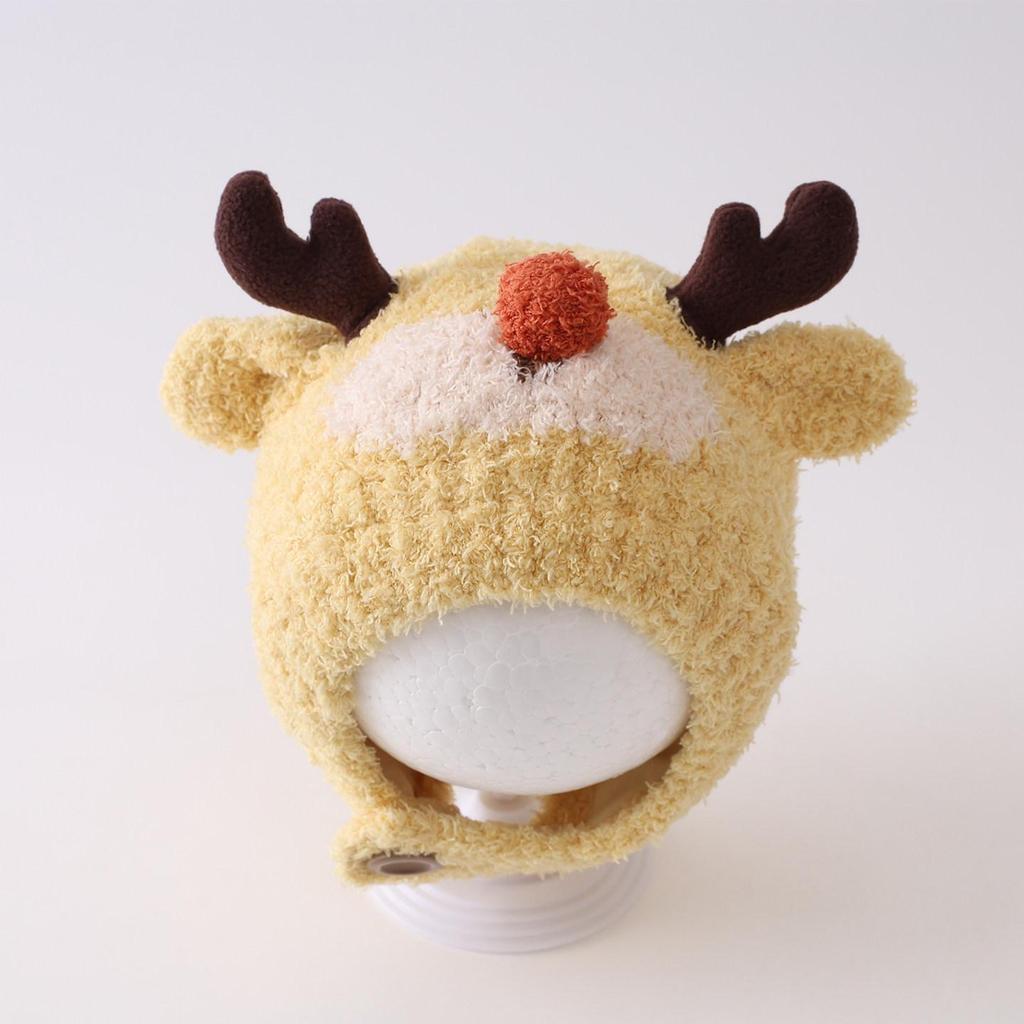 Zimowa pluszowa czapka dla niemowląt i małych dzieci - Urocza, Pogrubiona, Ciepła, Dzianinowa z Ochroną Uszu