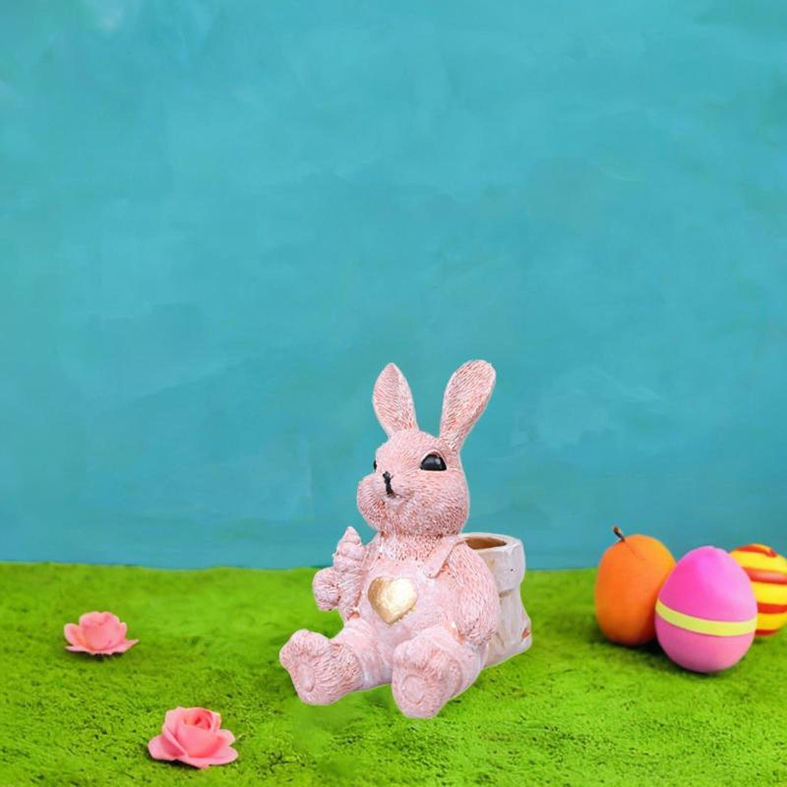 

Пасхальный кролик фигурка животное скульптура милое украшение настольный орнамент для внутренней спальни розовый