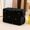 Cosmetic Bag Travel Toiletry Bag Spacious Capacity Velvet Exterior Star Pattern Lipstick Eye Shadow Portable Organizer