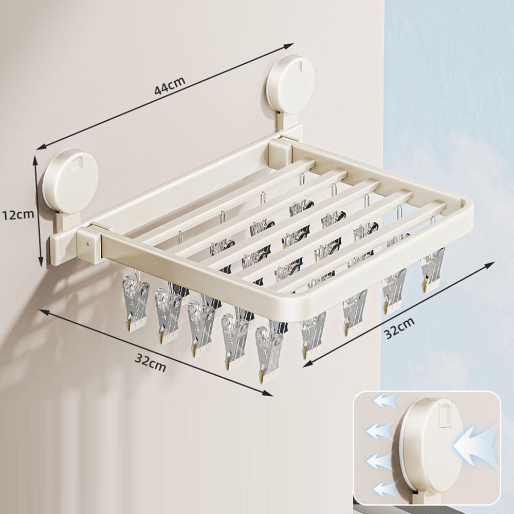 

Folding Suction Cup Sock Drying Rack with 24 Clips Laundry Hanger for Socks/Underwear/Towels