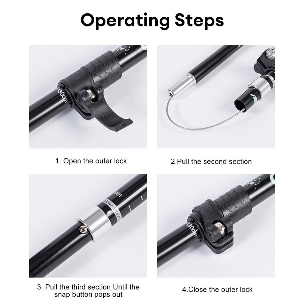 מקל טרקים מתקפל 5 חלקים סגסוגת אלומיניום מקל הליכה מקל טיפוס חיצוני קני הליכה לקשישים עם תיק אחסון
