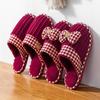 Wedding Slippers Female Festive Red Pair of Cotton Slippers Wedding Autumn and Winter Home Dowry Wedding Couple Wedding
