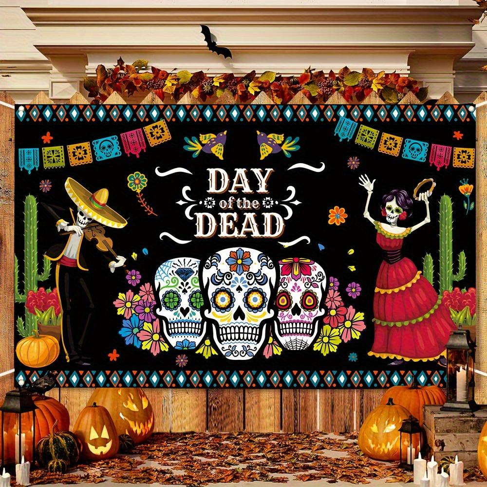 1 Piece, Mexican Day of the Dead Banner, Skull, Fun Pattern Mexican Holiday Party Decoration Banner