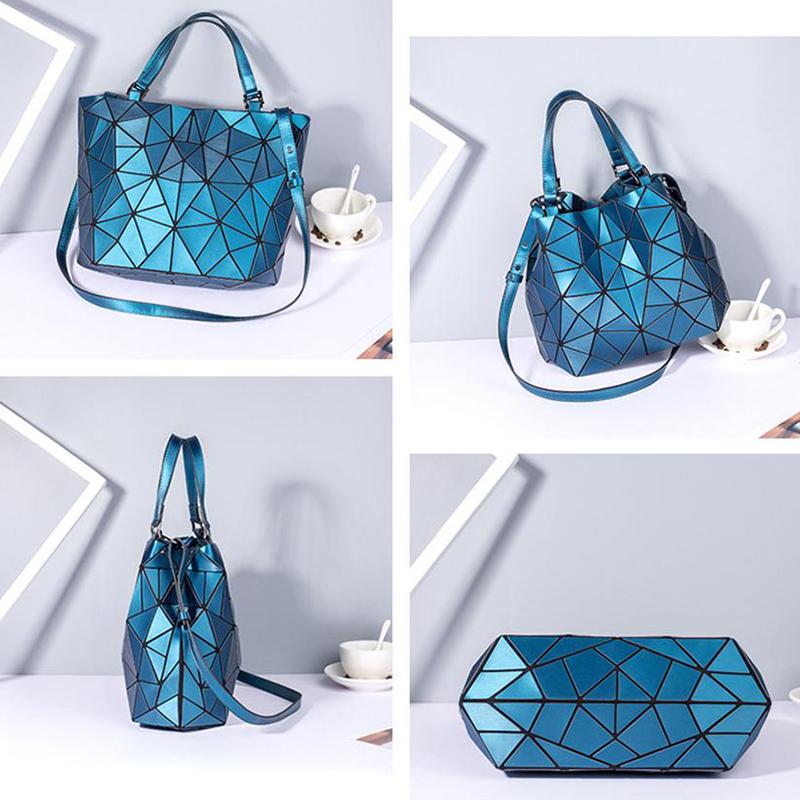 WTEMPO Creative Geometric Diamond Handbags Bucket Women Luminous Přenosné jednoramenní Messenger Bags