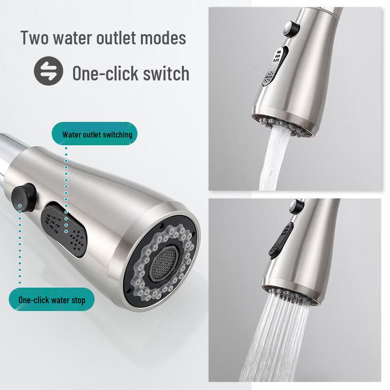 304 Stainless Steel Pull-Out Kitchen Faucet with 4 Spray Modes