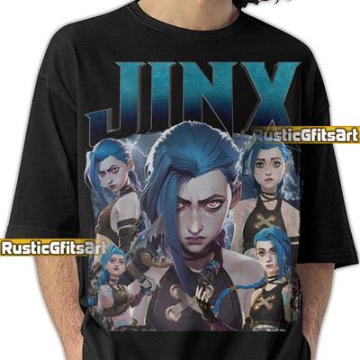 JINX ARCANE SHIRT, Powder Arcane Custom T-Shirt, The Loose Cannon Lol Vintage Bootleg Tees, Jinx Baby BlueFansGift