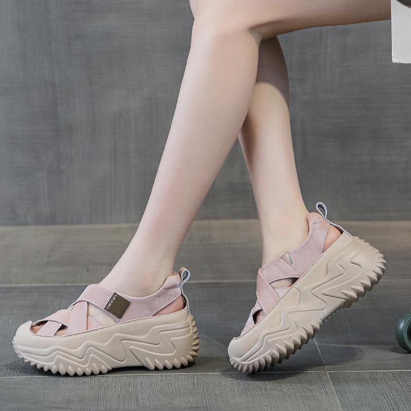 

Z8808 увеличение внутренней высоты 7 папины кроссовки женские, лето новый универсальный полый на толстой подошве 33 розовый