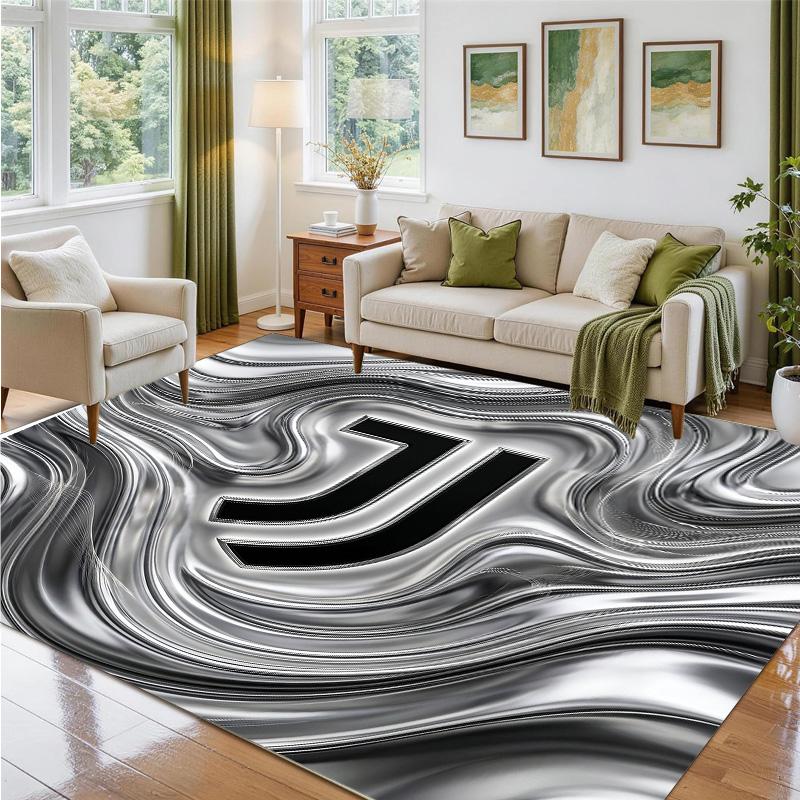 Juventus FC Design Crystal Velvet Rug Soft Decorative Mat for Bedroom Entrance