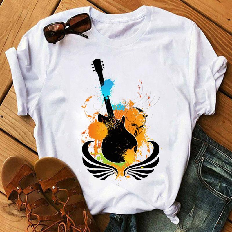Music Note Heart Pinted T Shirt Fashion Women T Shirt 90S Girls Ladies Tops Cute Short Sleeve Tee Shirts Women T-Shirt Clothing