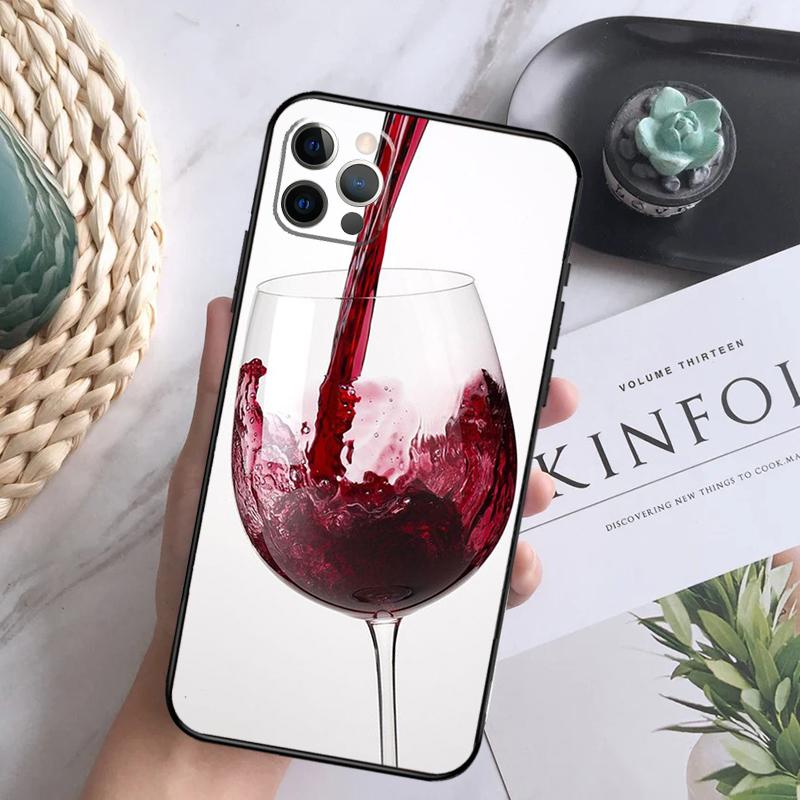 Cool Red Wine Glass Phone Case For iPhone 16 Pro 11 12 13 14 15 Pro Max Mini XS X XR 7 8 16 Plus Cover Coque