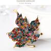 Vintage Brooch Colorful Maple Leaf Pins for Women Wedding Rhinestone Metal Badges Jewelry