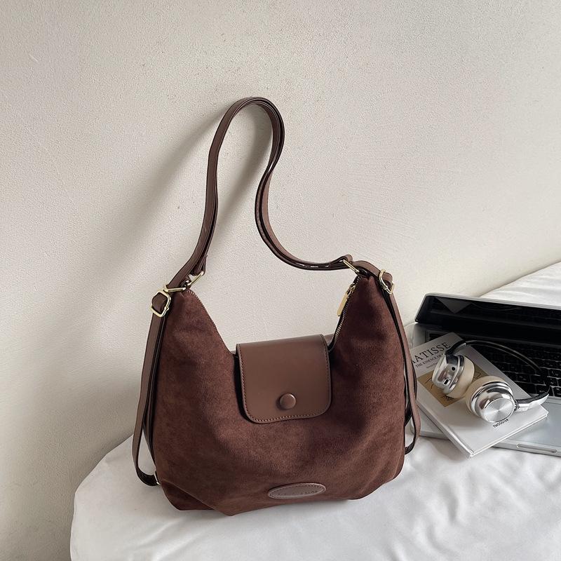 Suede bag women's 2025 new trendy backpack retro travel backpack large capacity tote bag messenger bag