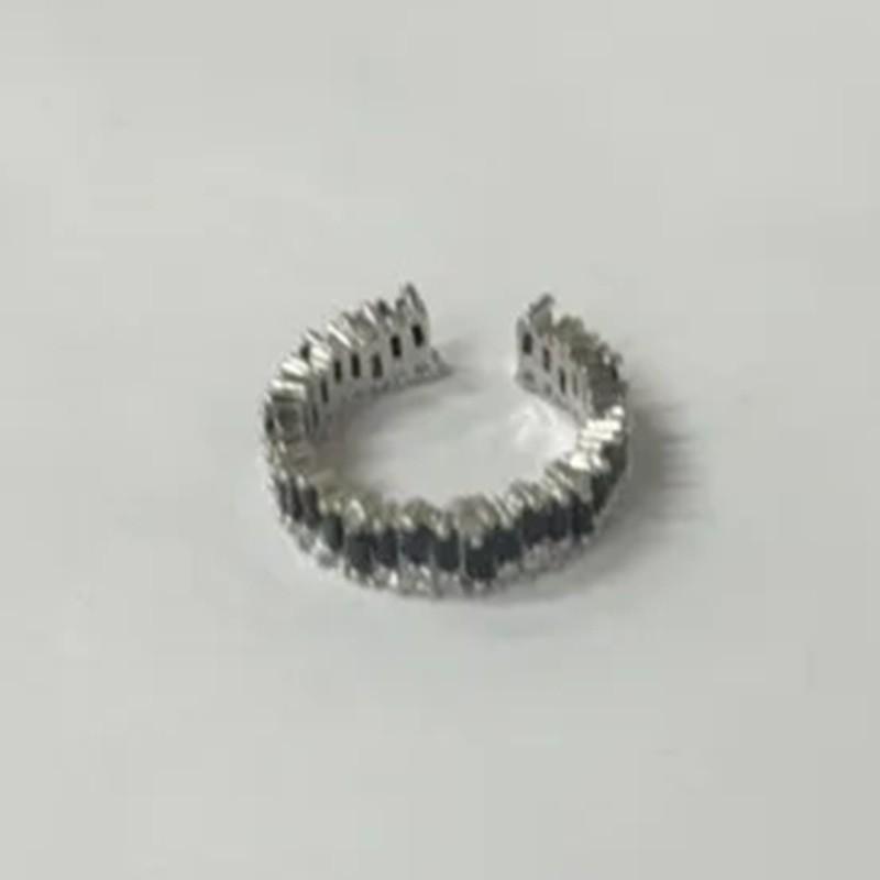 S925 Stylish Silver Ring With Colorful Gemstone Accents And Eyecatching Shape Geometric
