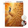 This Golden Peacock Pearl Painting Kit Features 5D Pearls and a Mosaic Art Style. Designed for Home Wall Decoration.
