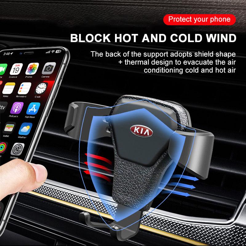 Gravity Car Badge Phone Holder Bracket Air Clip Mount Stand Auto Accessories For KIA Rio Ceed Sportage Cerato Soul Sorento Flip R K2 K3 K5 k6 K7 K8