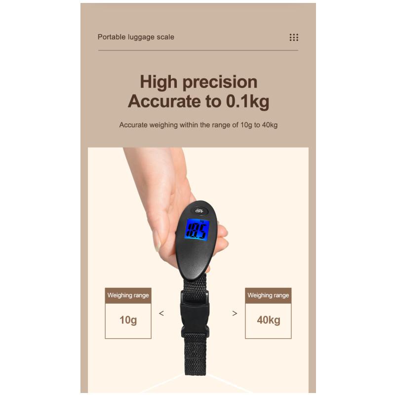 40kg/100g Portable Luggage Scale High Precision Travel Digital Hanging Scales With Webbing Belt LCD Digital Electronic Luggage