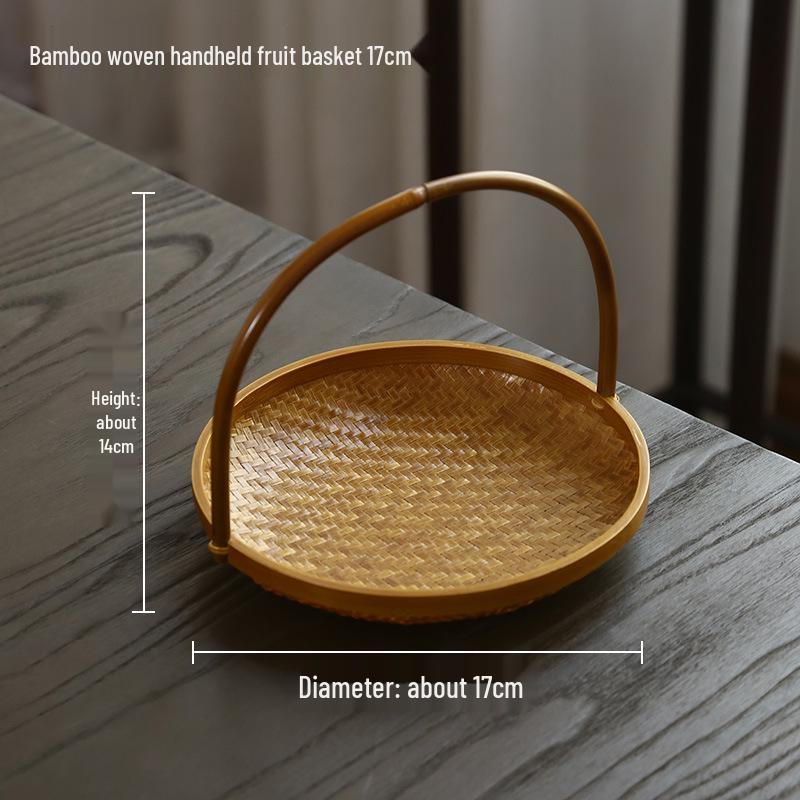 Multi-Layer Bamboo Hand-Woven Basket Display Stand for Fruits, Tea, and Pastries