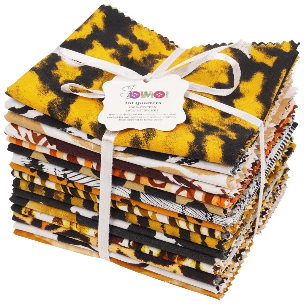Soimoi 16 Pc Fat Quarter Bundle- Animals Print 18"x 22" DIY Patchwork- 100 Cotton Pre-Cut Quilting Fabric