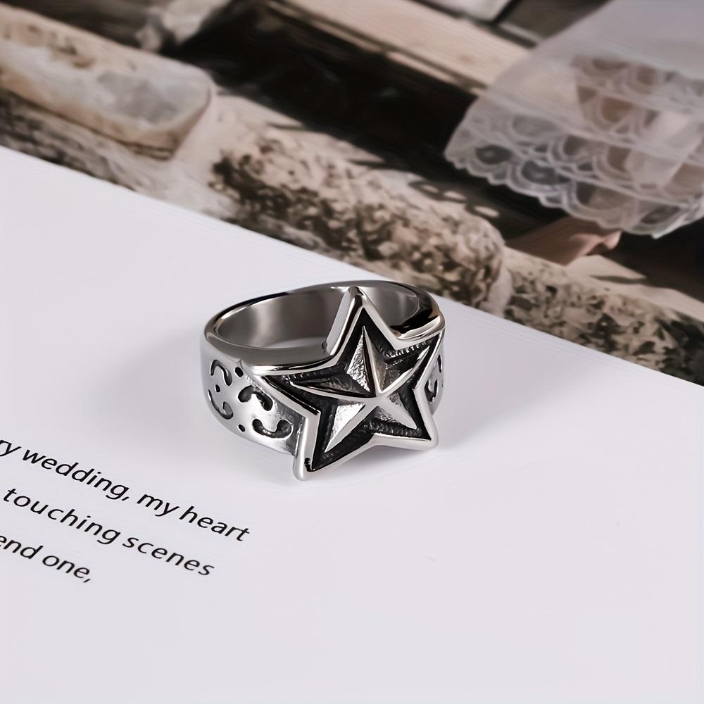 [Vintage Star Ring] Durable, Tarnish-Resistant 304 Stainless Steel Star Ring for Him - Vintage-Inspired | Perfect for Daily Wear or Special Occasions,