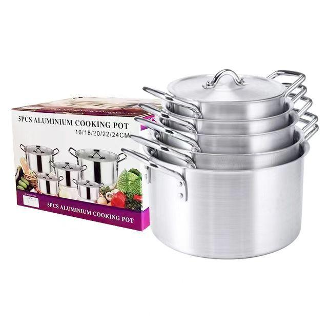 Wholesale 14pcs Classic Aluminum Eco-Friendly Kitchenware Soup Pot Cookware Set Hot Selling for Home Cooking