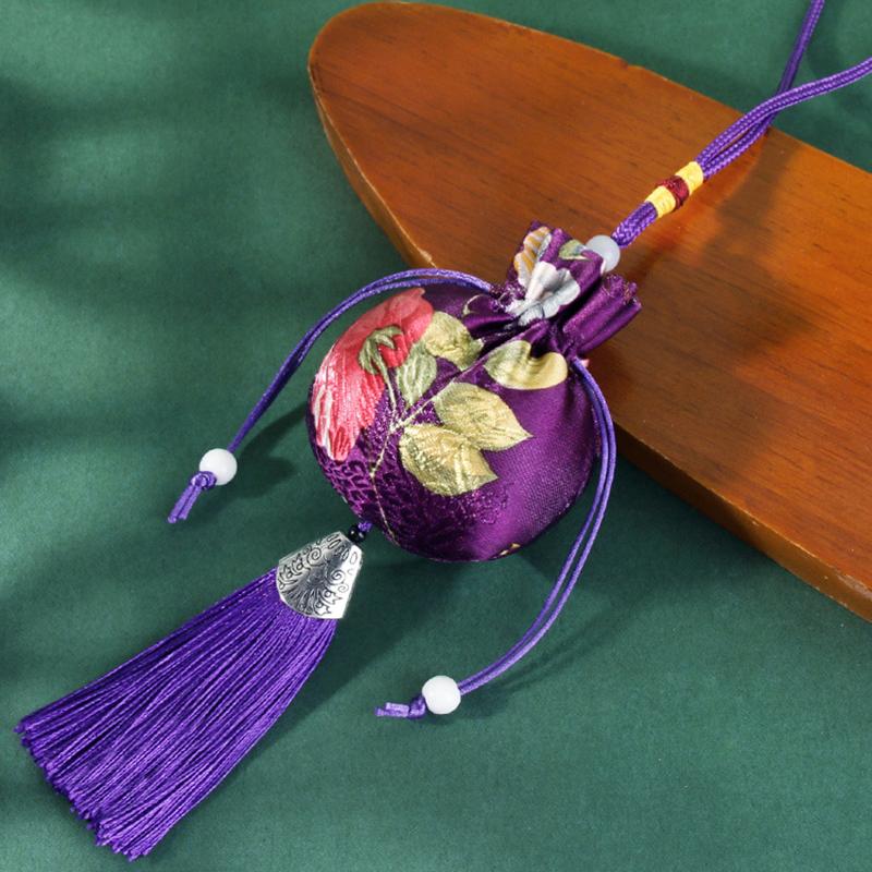 Čínský hedvábný styl brokátu vyšívaná taška výšivka sáček látkové pouzdra střapcový přívěsek stahovací šňůrkou taška na šperky dárkové tašky