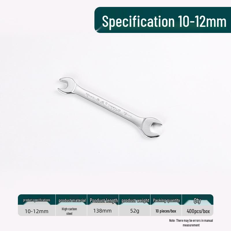 Ruwei Tools Double-Ended Mirror Finish Open-End Wrench, 8-10mm, Multi-Size