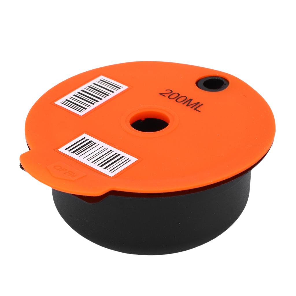 Reusable Coffee Pod PP Refillable Coffee Filter Capsule Cup with 4 Orange Lids Brush and Spoon for Coffee Makers