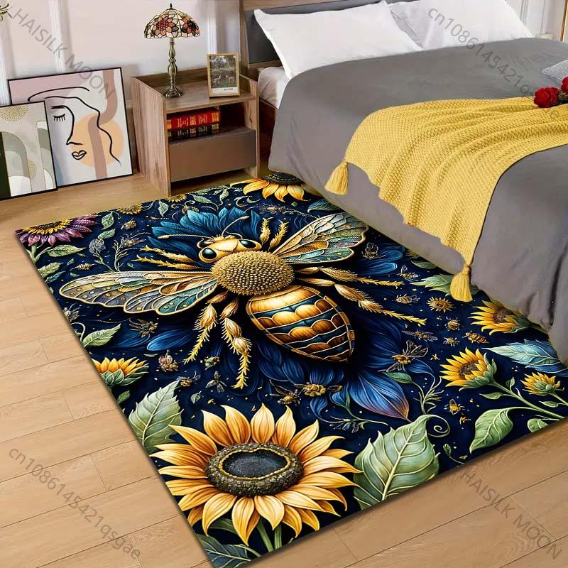 

Multiple sizes Bee and Sunflower Pattern Carpet for Living Room Bedroom Sofa Home Decor Rus Non-slip Floor Mat Luxury Gift 40cm x 60cm