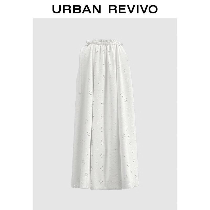 

UR 2025 Осеннее платье А-силуэта с цветочной вышивкой и поясом L