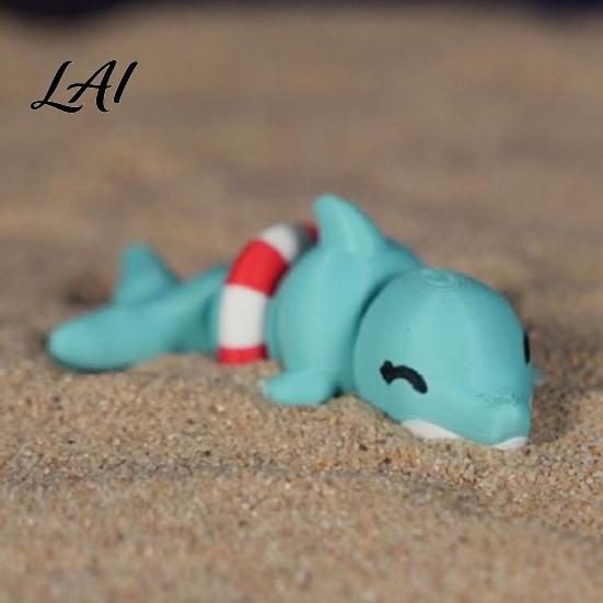 Dolphin Backpacks Pendant 3D Printed Articulated Figurine Swim Ring Fidget Toy Poseable Figure Flexible Joints Decor for Backpack Handbag