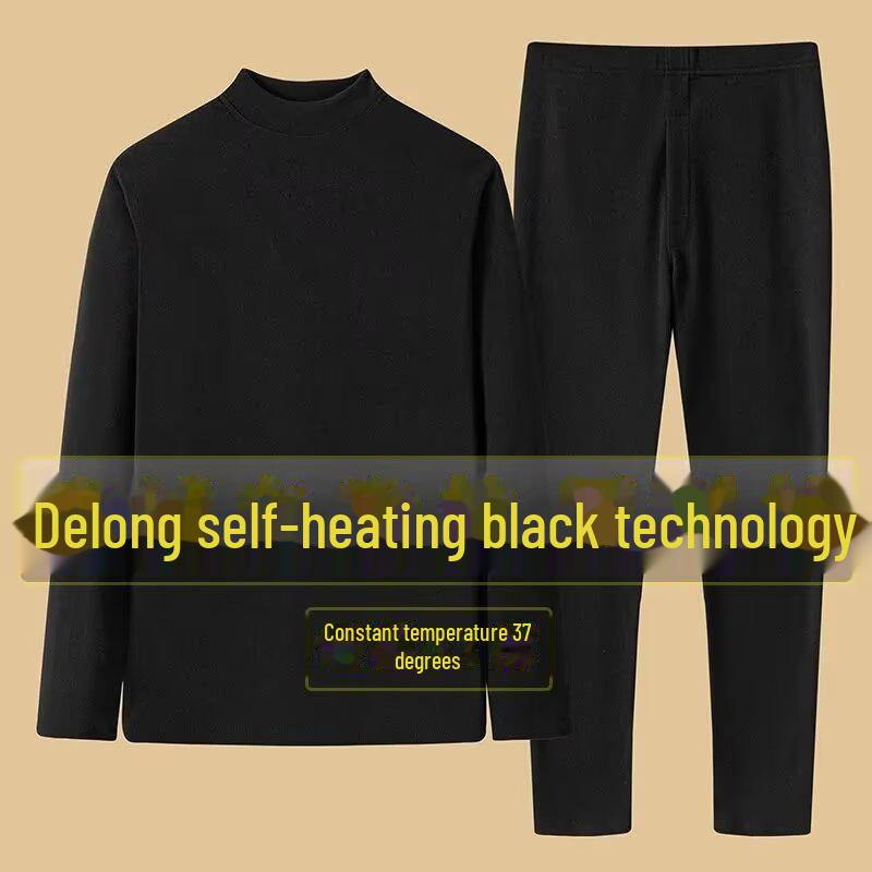 Men's Self-Heating Autumn/Winter Warm Base Layer Set: Breathable Cold-Proof Shirt & Leggings for Middle-Aged and Young