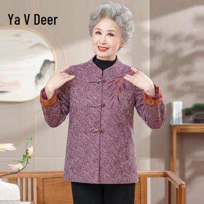 Yalu Elderly Women's Embroidered Autumn Jacket