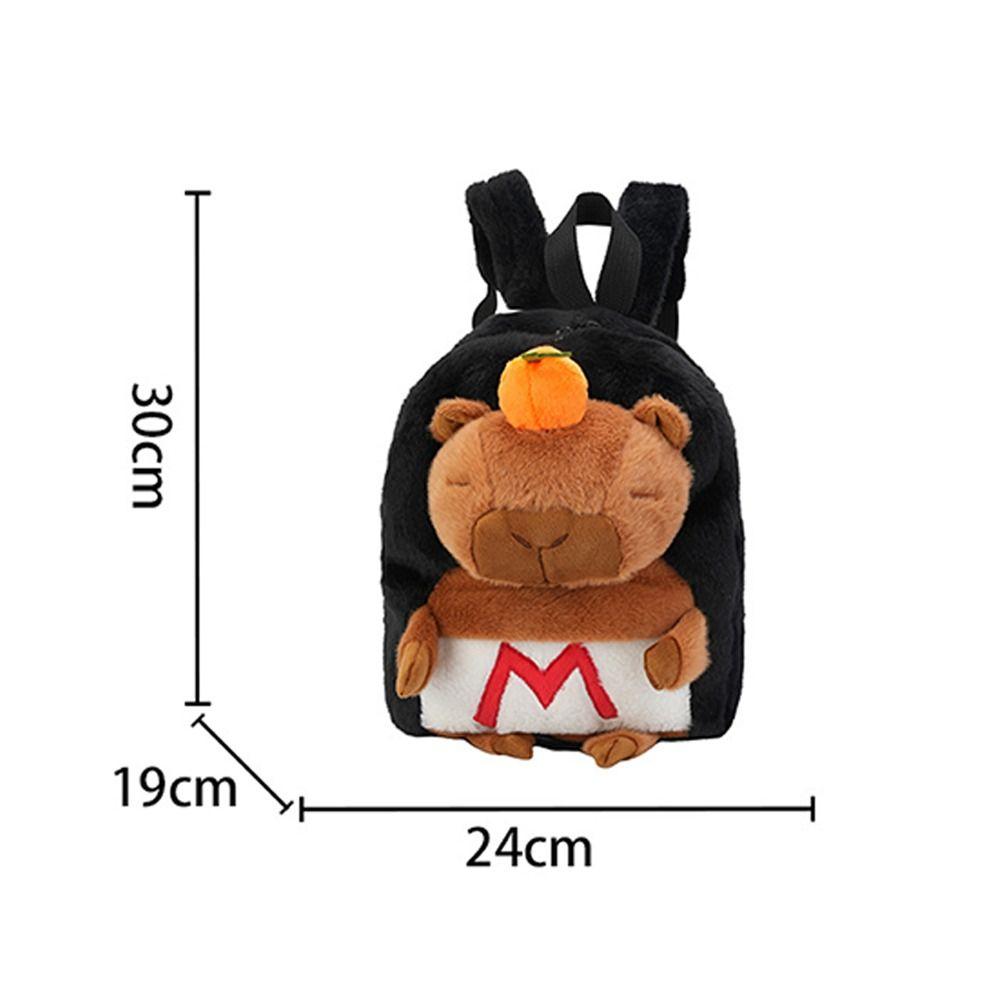 Large Capacity Student School Bag Cartoon Plush Capybara Doll Bag Shoulder Schoolbag  for Kids Gift
