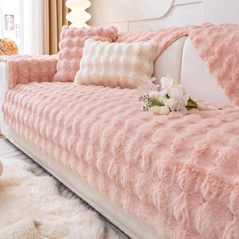 Soft Fur Rabbit Sofa Cover Universal Non-slip Blanket Mat Winter Warm Comfortable Towel Couch Cushion for Living Room Home Decor