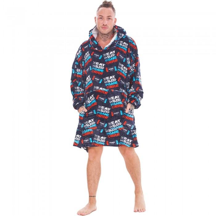 Gamer Childrens/Kids Eat Sleep Game Repeat Fleece Oversized Hoodie Blanket