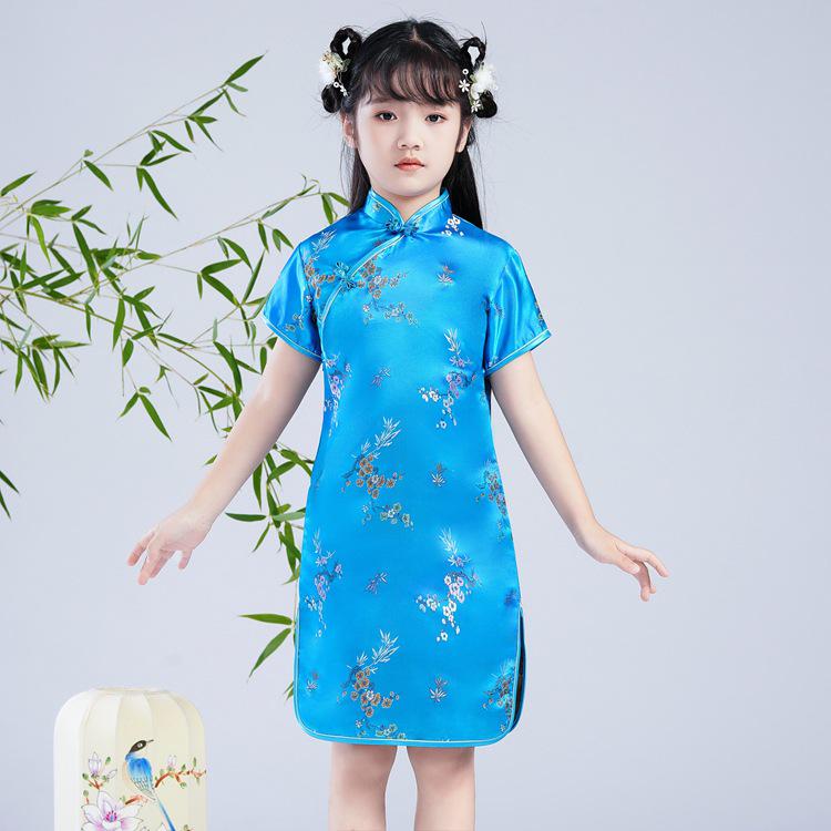 Girls' Summer Retro Cheongsam: Fashionable Chinese Princess Dress for Kids
