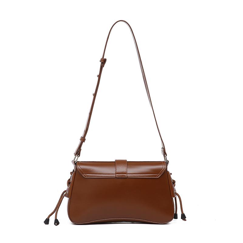 Trendy 2024 Textured Baguette Motorcycle Shoulder Bag for Women