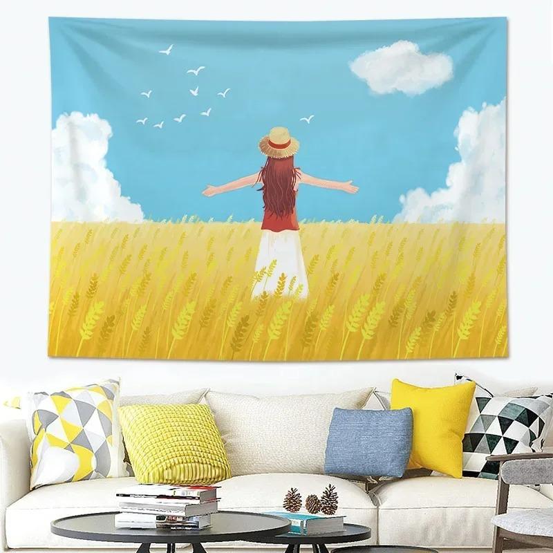 Rice Field Scenery Wall Decor Tapestry Home Living Room Tapestry