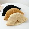 Women's Hollowed-Out Breathable Bucket Hat with Rolled Brim Solid Color Spring-Summer Face-Slimming Fisherman Hat