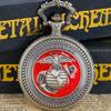 Vintage Marine Corps Themed Quartz Pocket Watch Red Pendant Necklace Souvenir Gift for Kids Gift Reloj De Bolsillo Antiguo