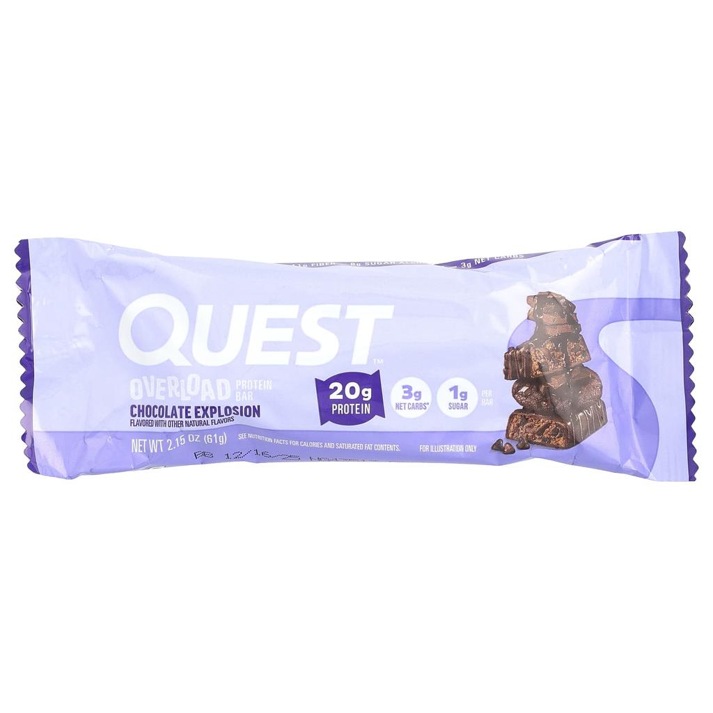 Overload Protein Bar, Chocolate Explosion, 12 Bars, 61G (2.15Oz) Each